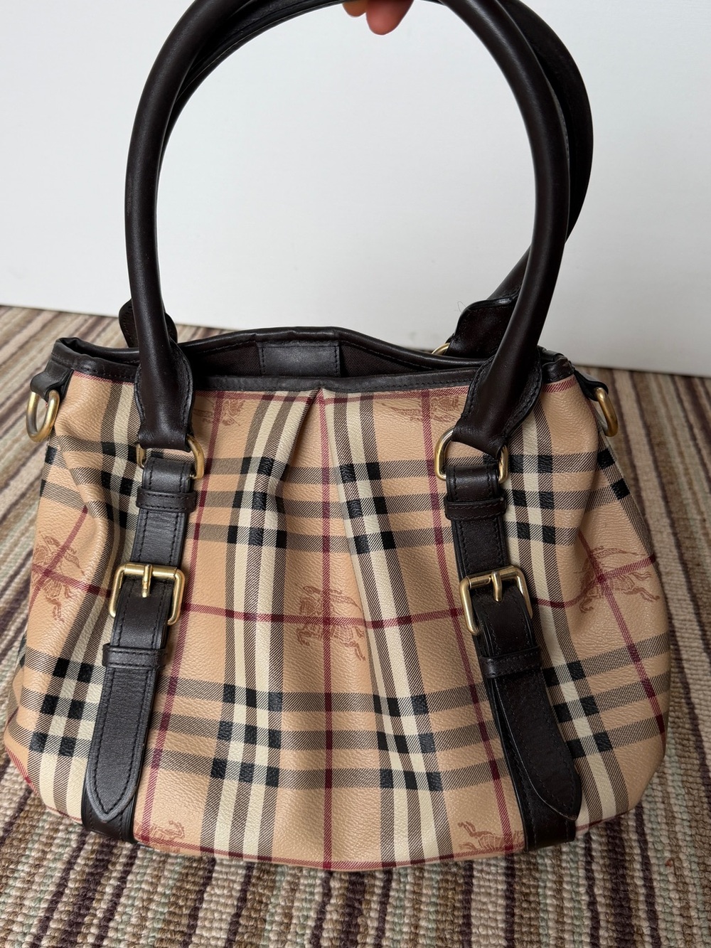 Burberry Beige Haymarket Check Coated Canvas and Leather Small Northfield Tote